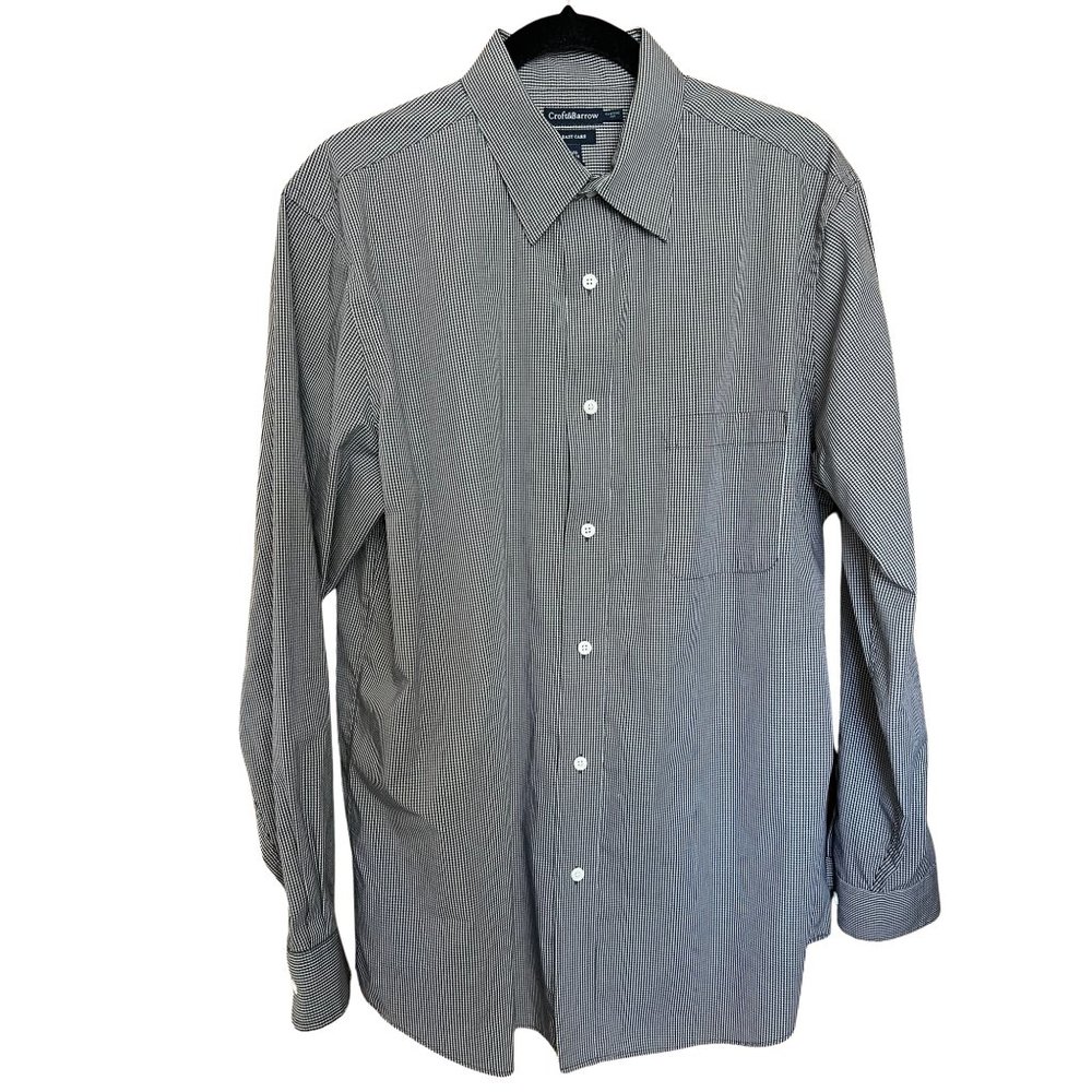 B&W Patterned Cotton Blend Collared Shirt // Croft & Barrow Men's Size 16.5